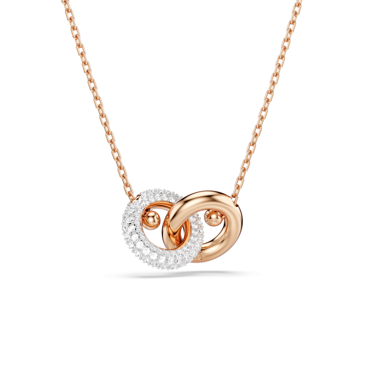 Dextera pendant, Round cut, White, 18K rose gold finish
