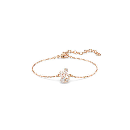 Swan bracelet, Mixed cuts, Swan, White, Rose gold-tone plated 5738202