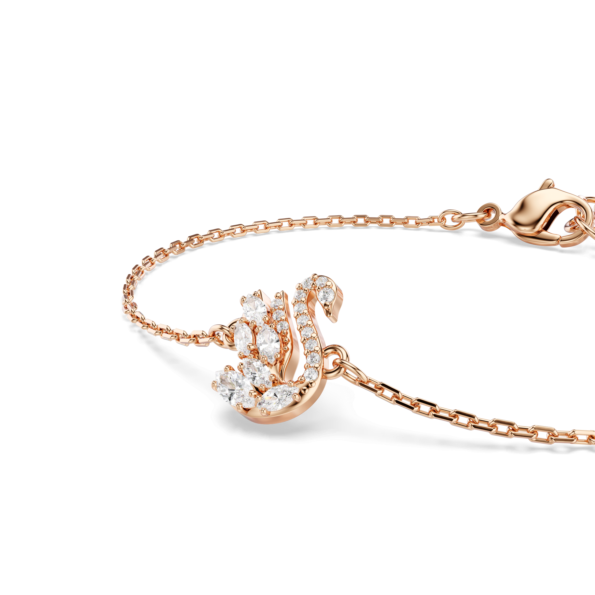 Swan bracelet, Mixed cuts, Swan, White, Rose gold-tone plated 5738202