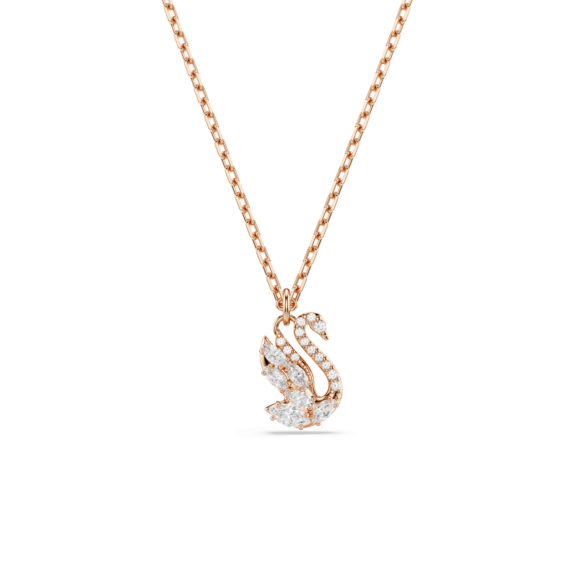 Swan pendant, Mixed cuts, Swan, White, Rose gold-tone plated 5738203
