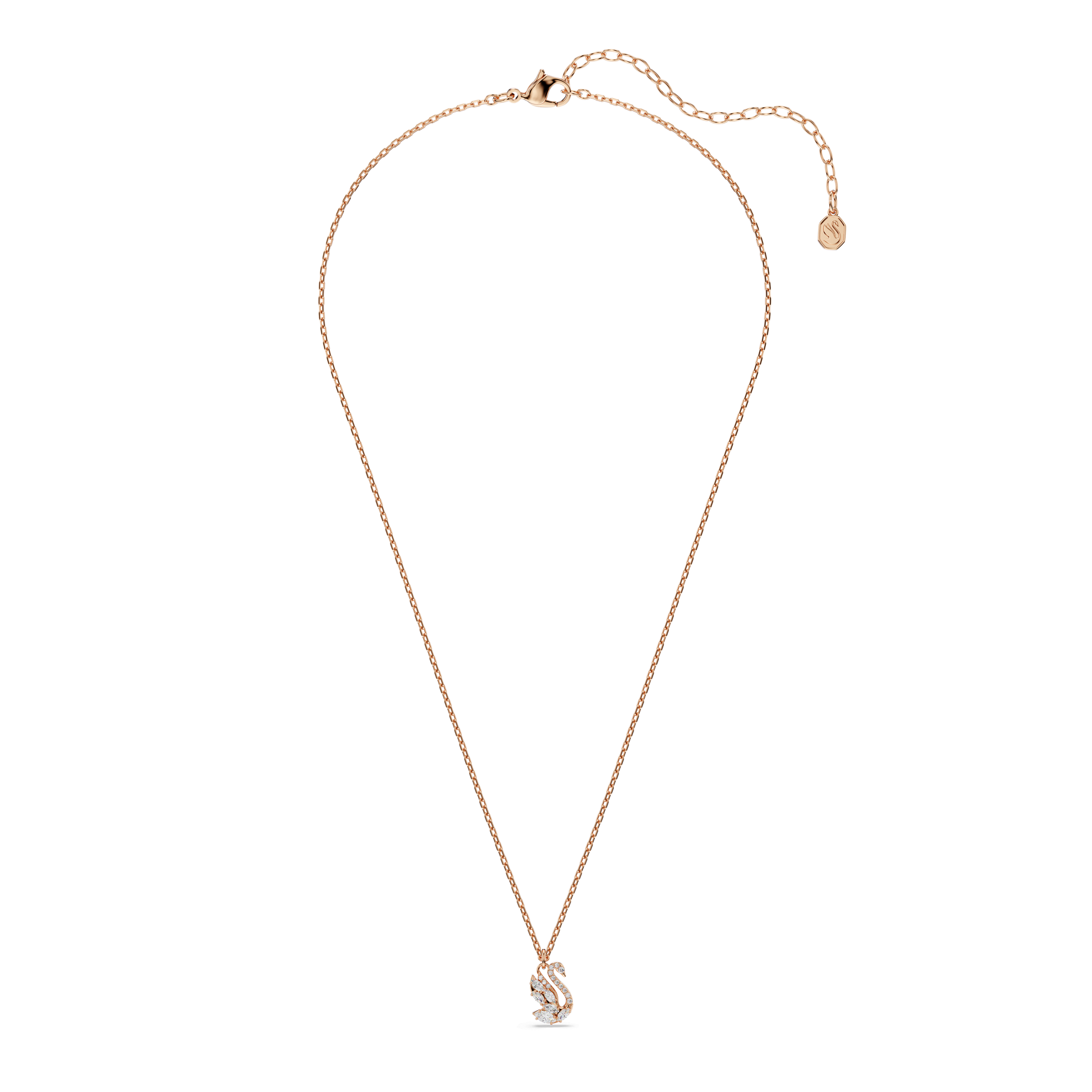 Swan pendant, Mixed cuts, Swan, White, Rose gold-tone plated 5738203