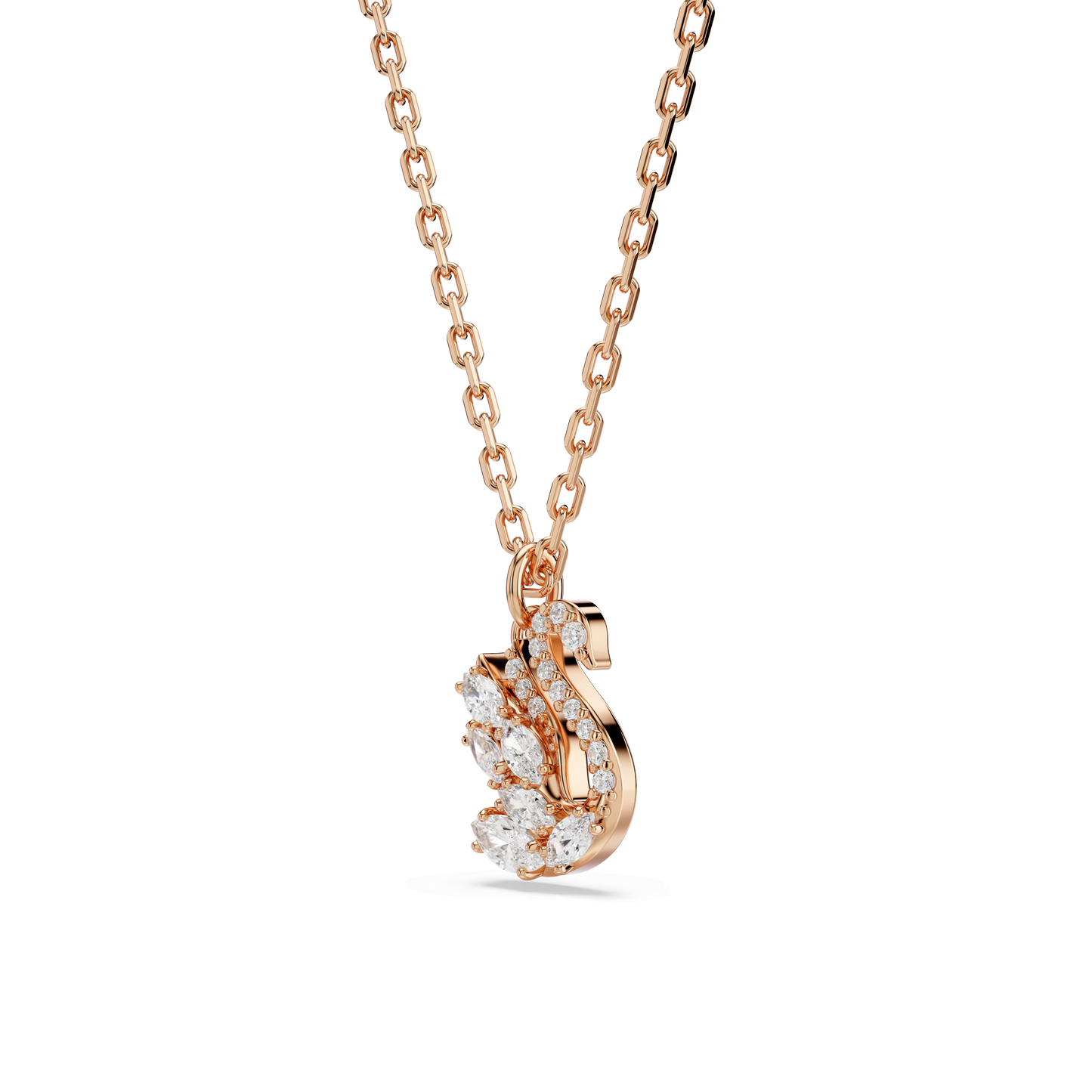 Swan pendant, Mixed cuts, Swan, White, Rose gold-tone plated 5738203
