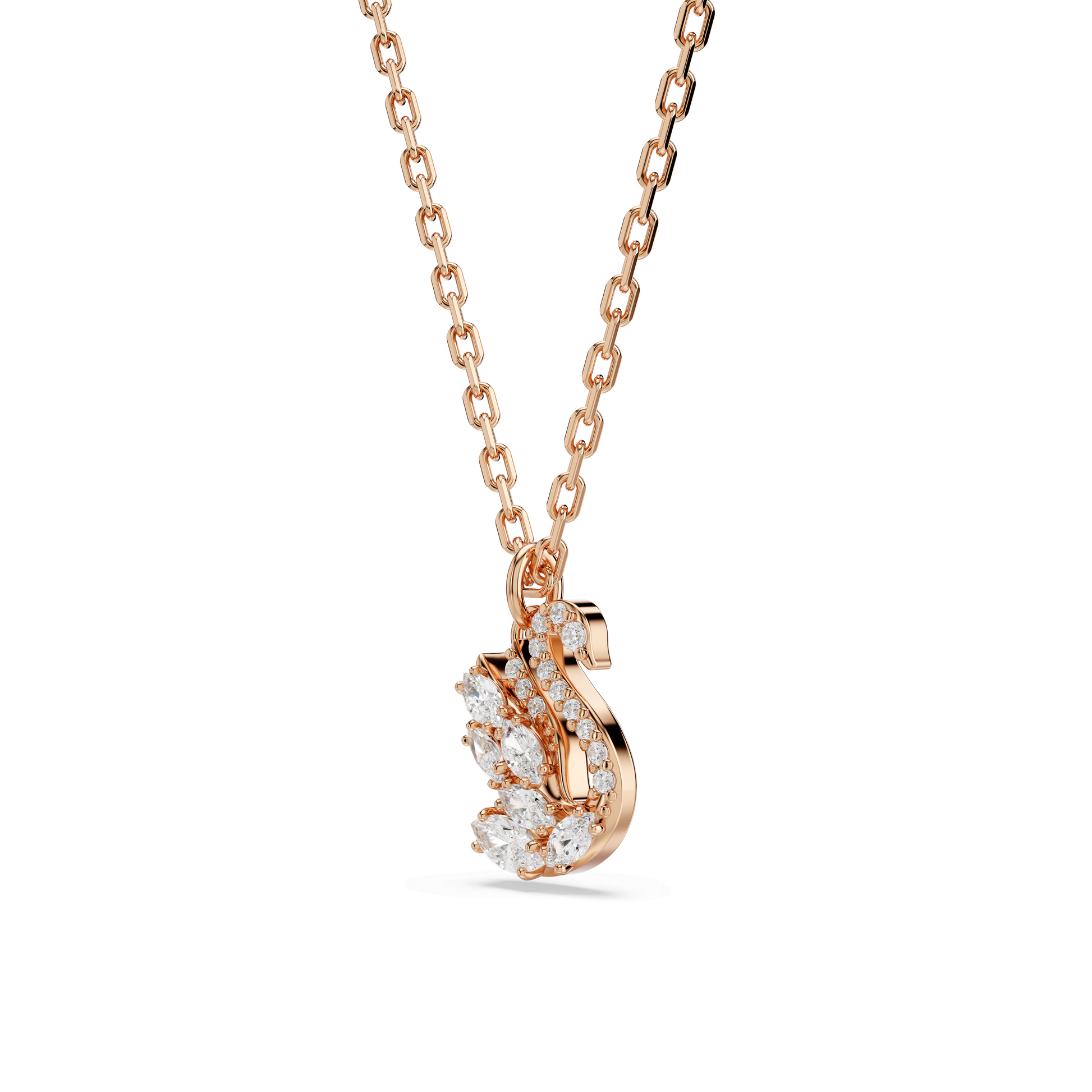 Swan pendant, Mixed cuts, Swan, White, Rose gold-tone plated 5738203