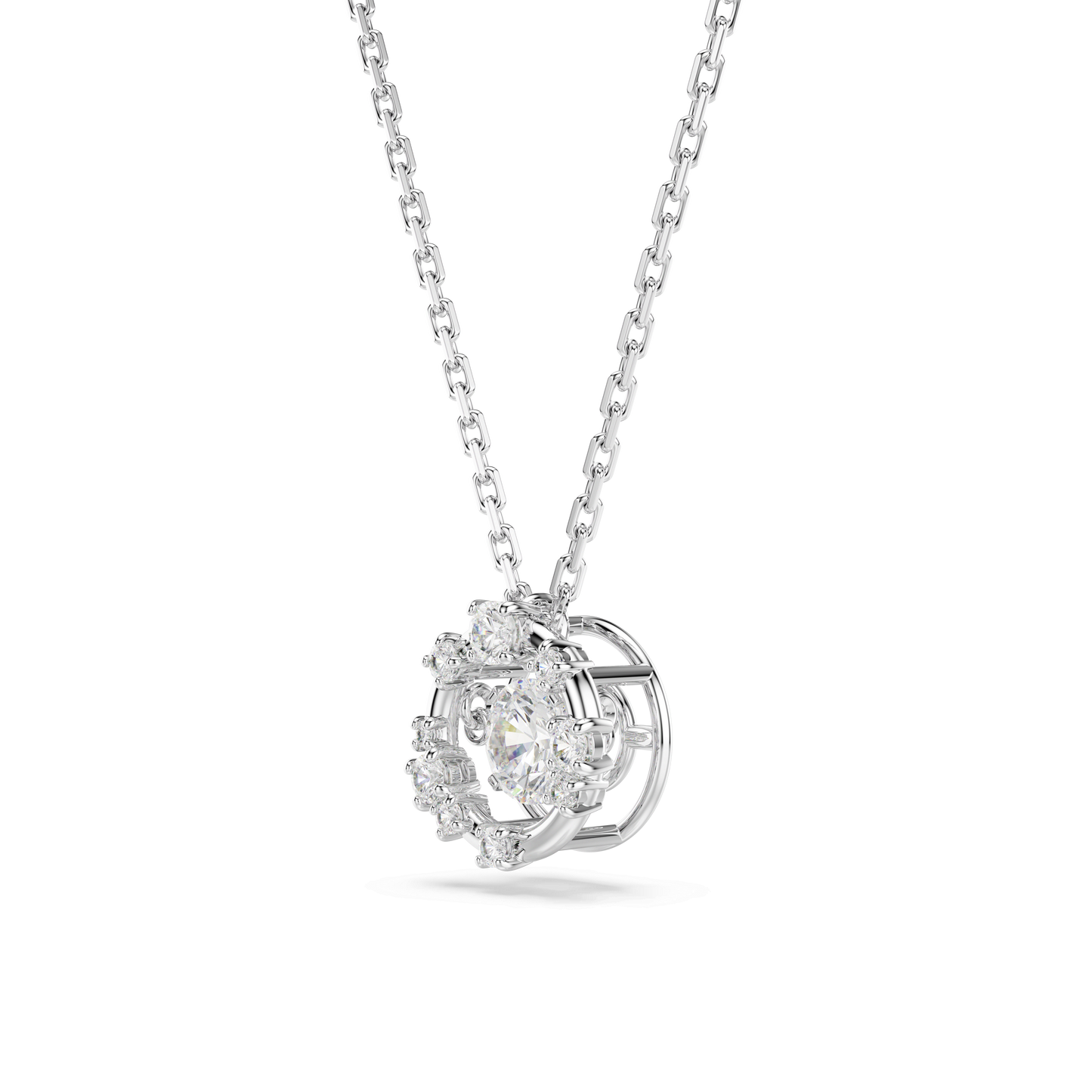 Constella pendant, Round cut, Dancing stone, White, Rhodium plated 5738247