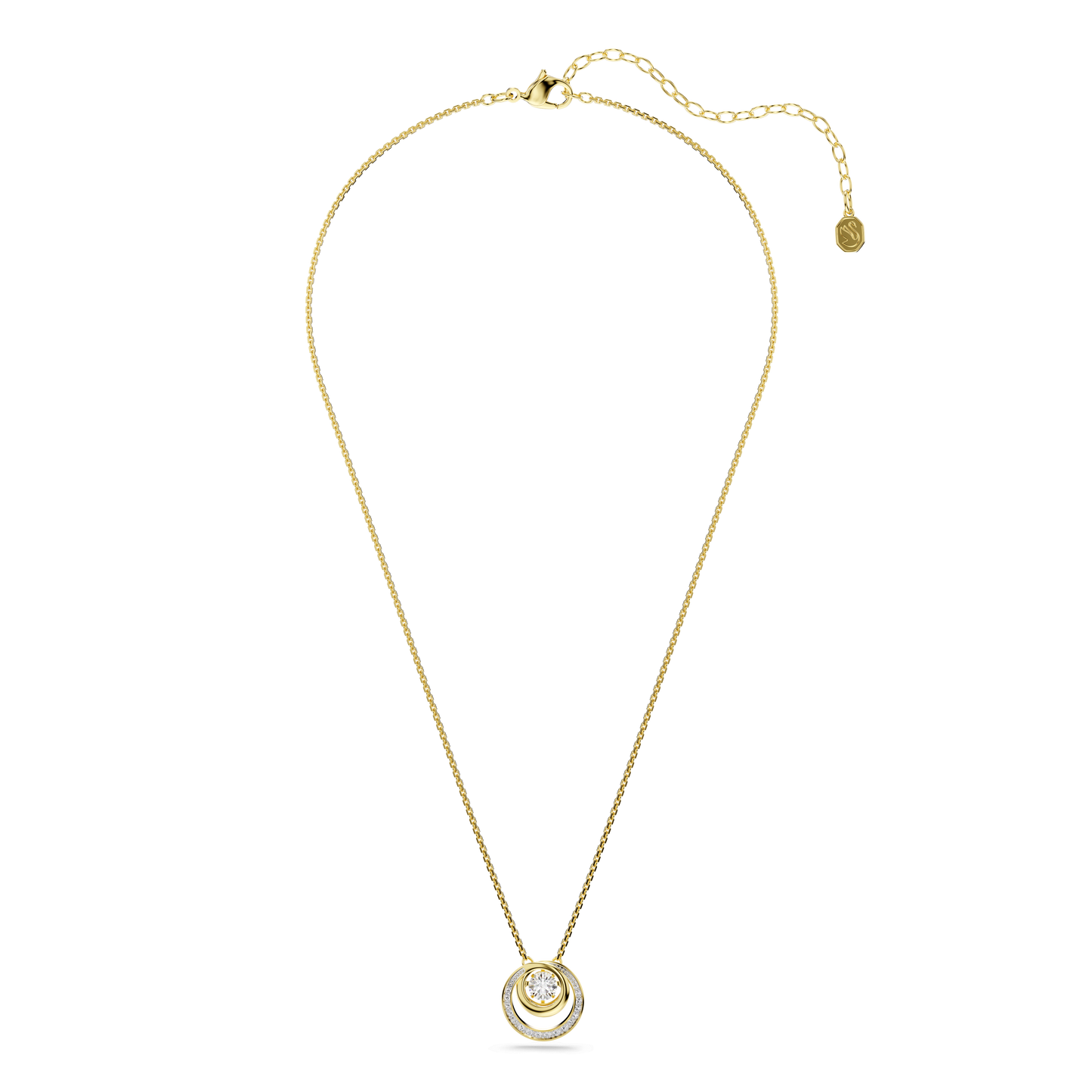 Hyperbola pendant, Round cut, White, Gold-tone plated 5738248