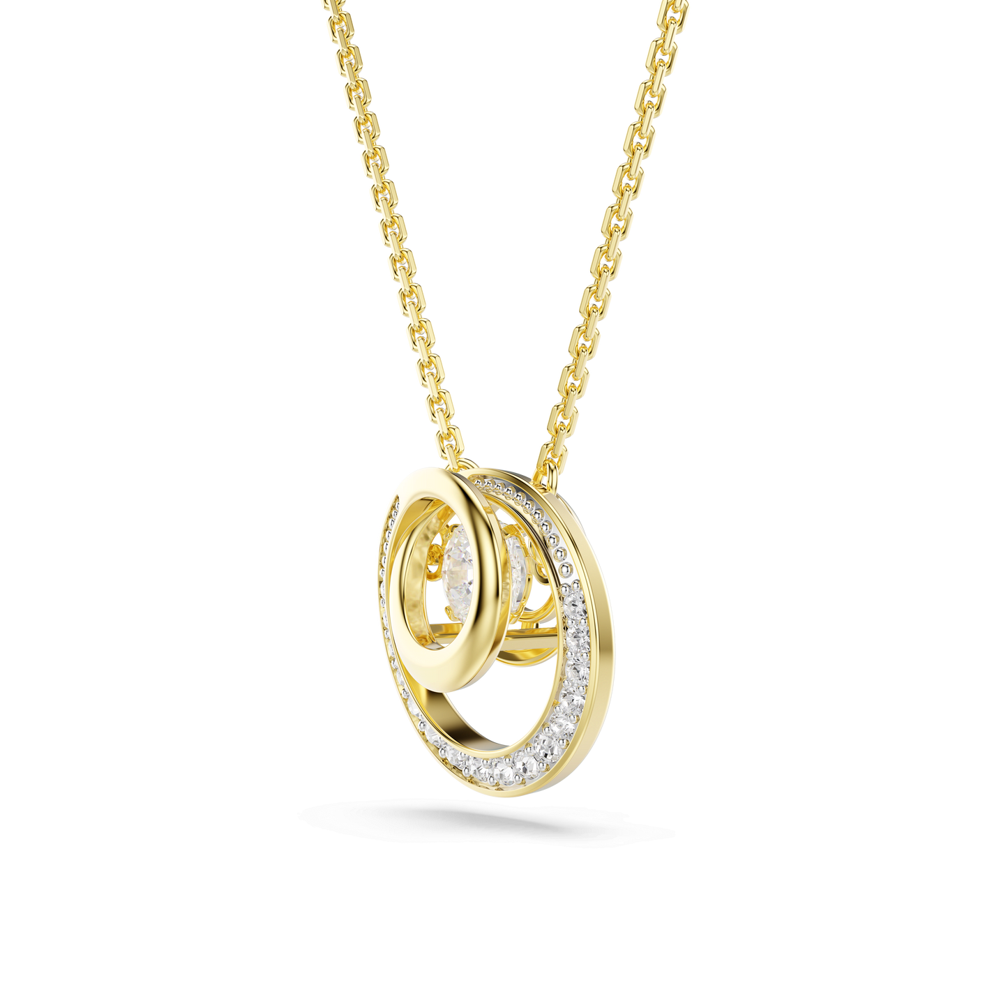 Hyperbola pendant, Round cut, White, Gold-tone plated 5738248