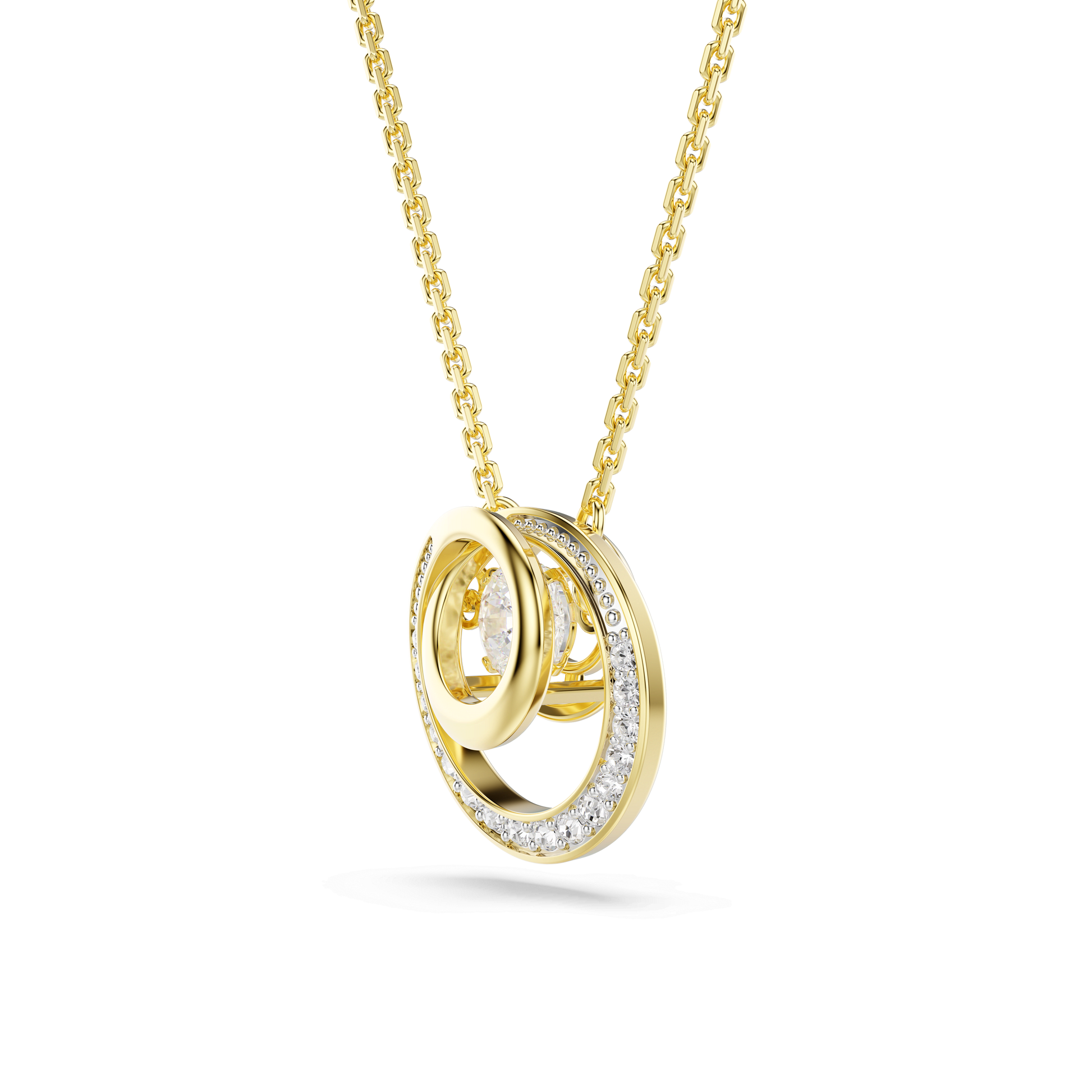 Hyperbola pendant, Round cut, White, Gold-tone plated 5738248
