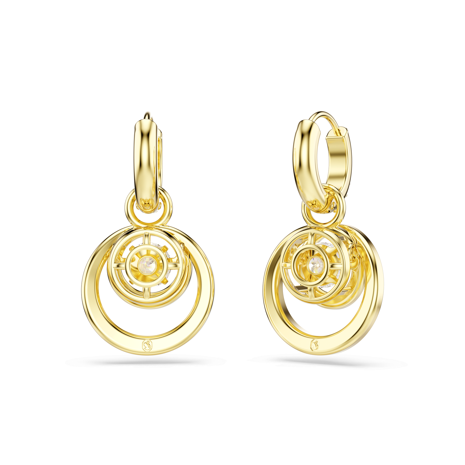 Hyperbola drop earrings, Round cut, White, Gold-tone plated 5738249