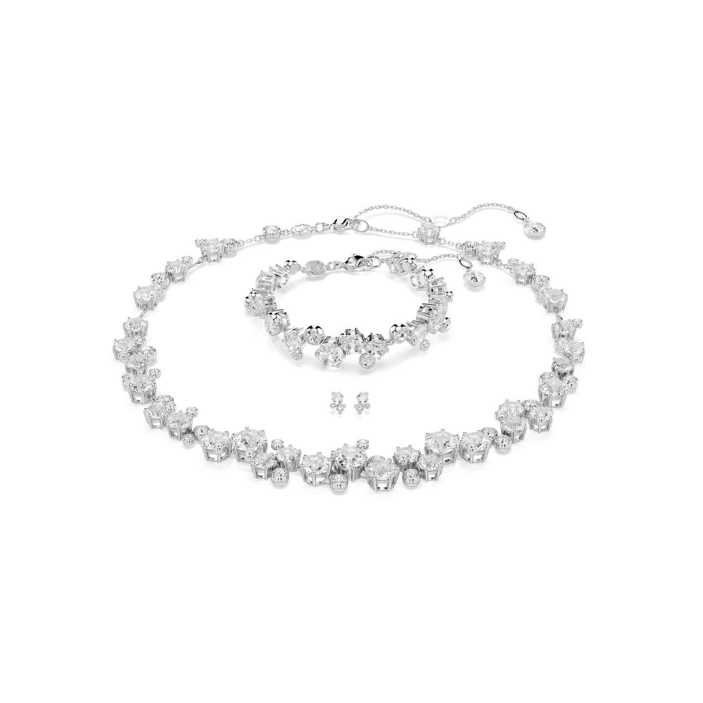 Constella set, Mixed cuts, White, Rhodium plated 5738285