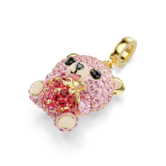 Idyllia charm, Mixed cuts, Teddy, Pink, 18K gold finish
