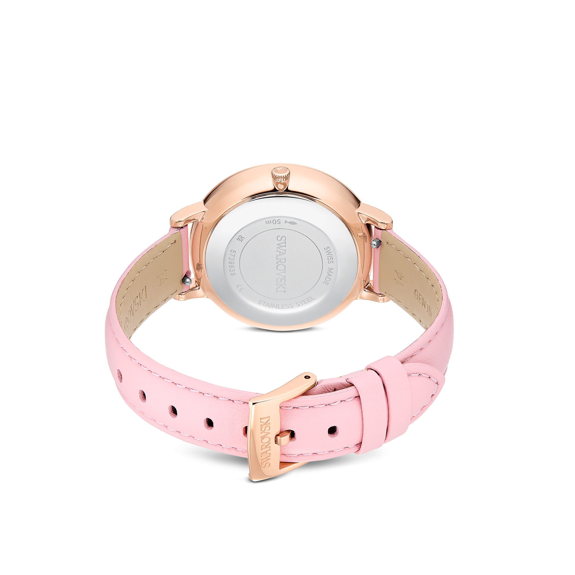 Teddy watch, Swiss Made, Leather strap, Pink, Rose gold-tone finish 5739838
