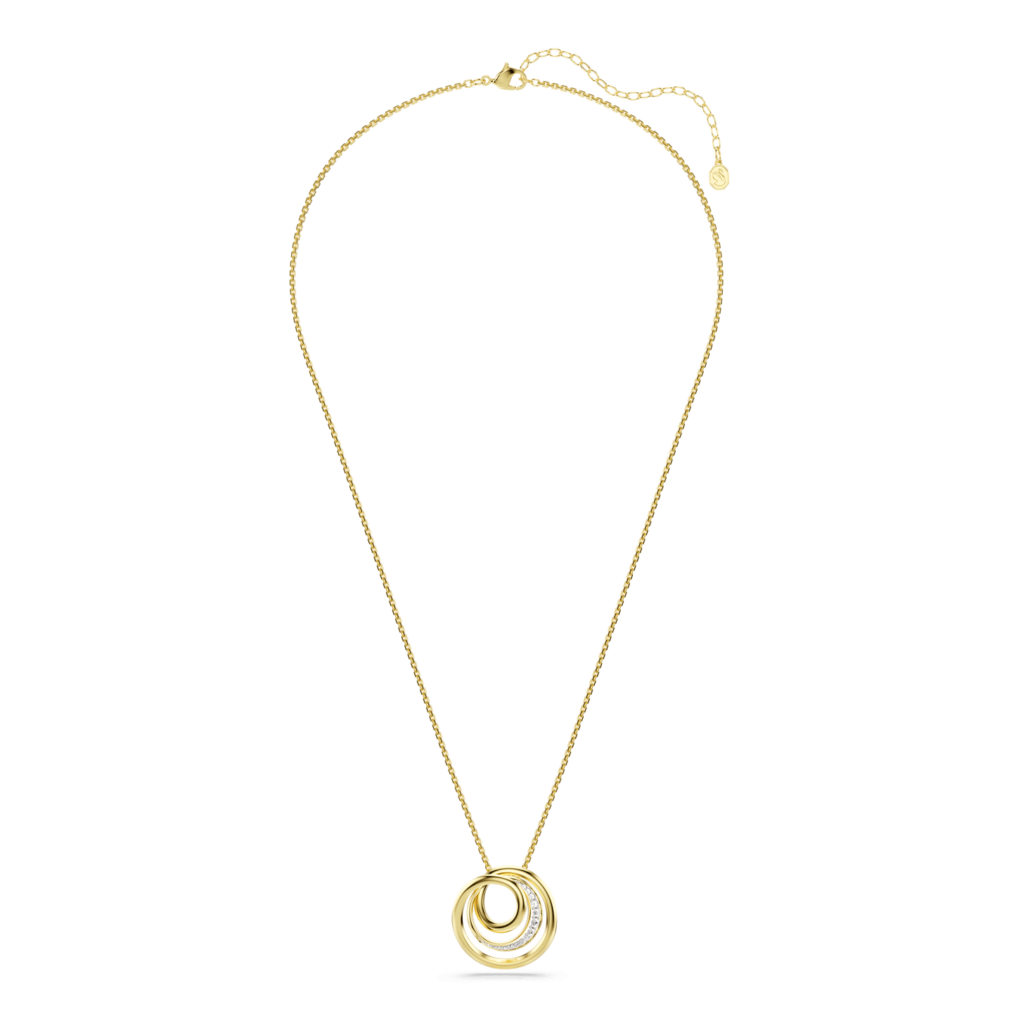 Hyperbola necklace, Round cut, White, Gold-tone plated 5740410