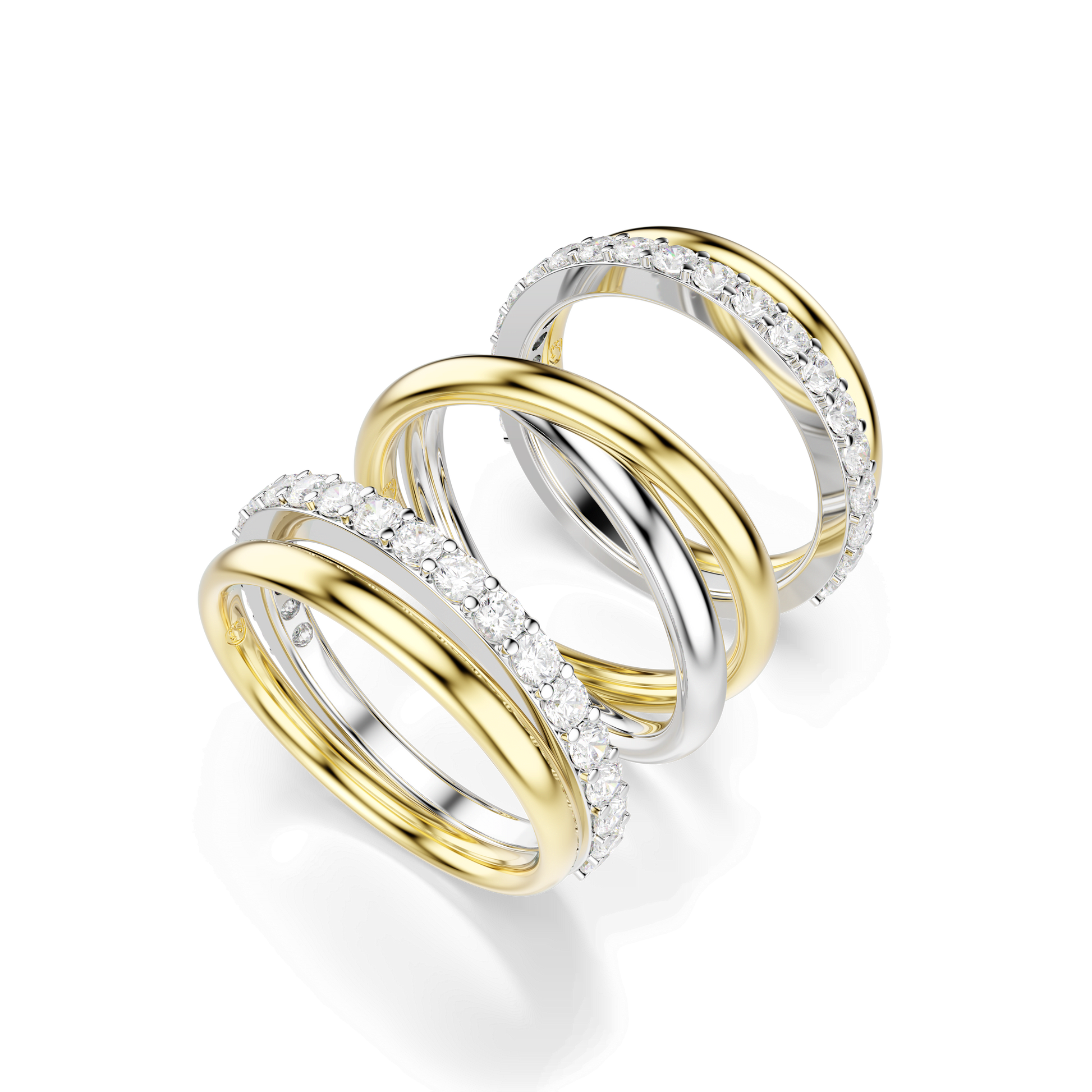 Hyperbola cocktail ring, Round cut, White, Mixed metal finish 5740413