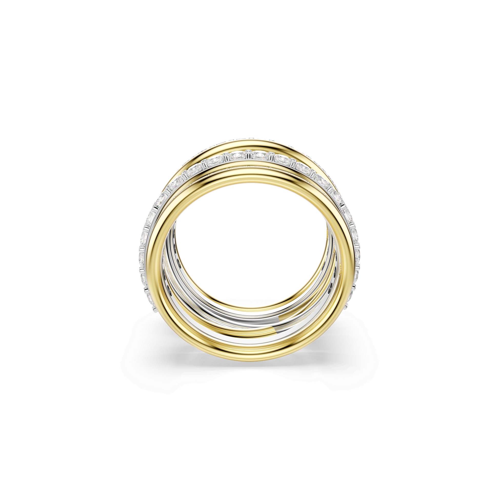 Hyperbola cocktail ring, Round cut, White, Mixed metal finish 5740415