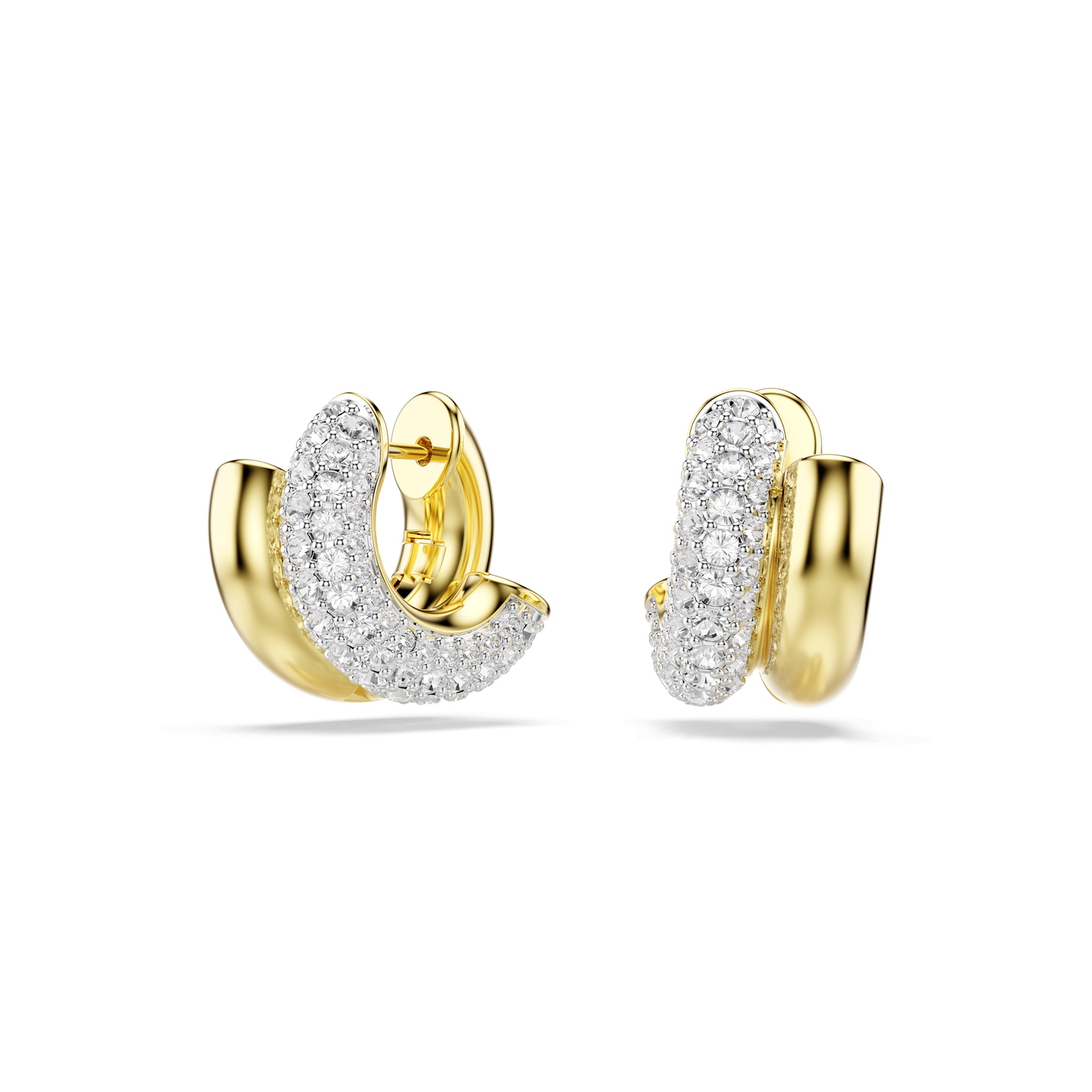 Dextera hoop earrings, Round cut, Mini, White, Gold-tone plated 5740735
