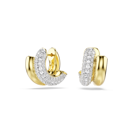 Dextera hoop earrings, Round cut, Mini, White, Gold-tone plated 5740735