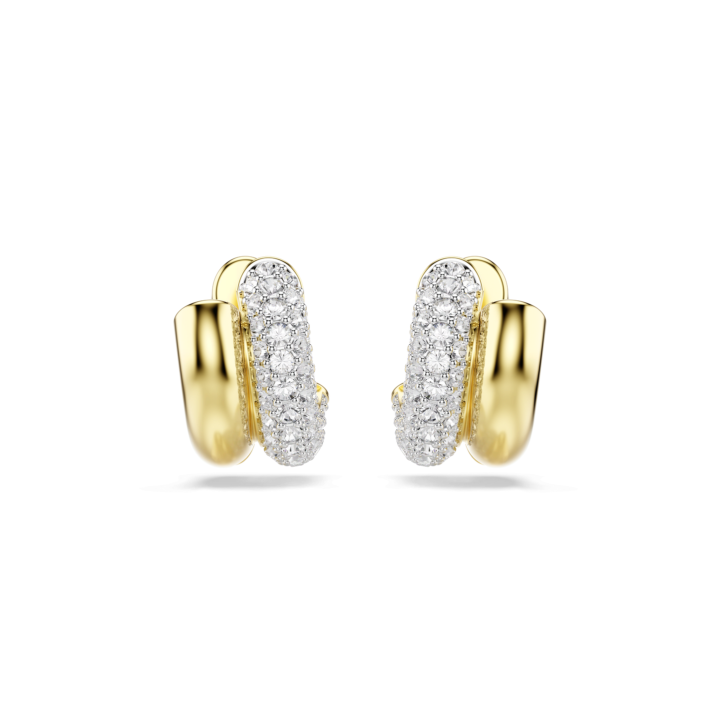 Dextera hoop earrings, Round cut, Mini, White, Gold-tone plated 5740735