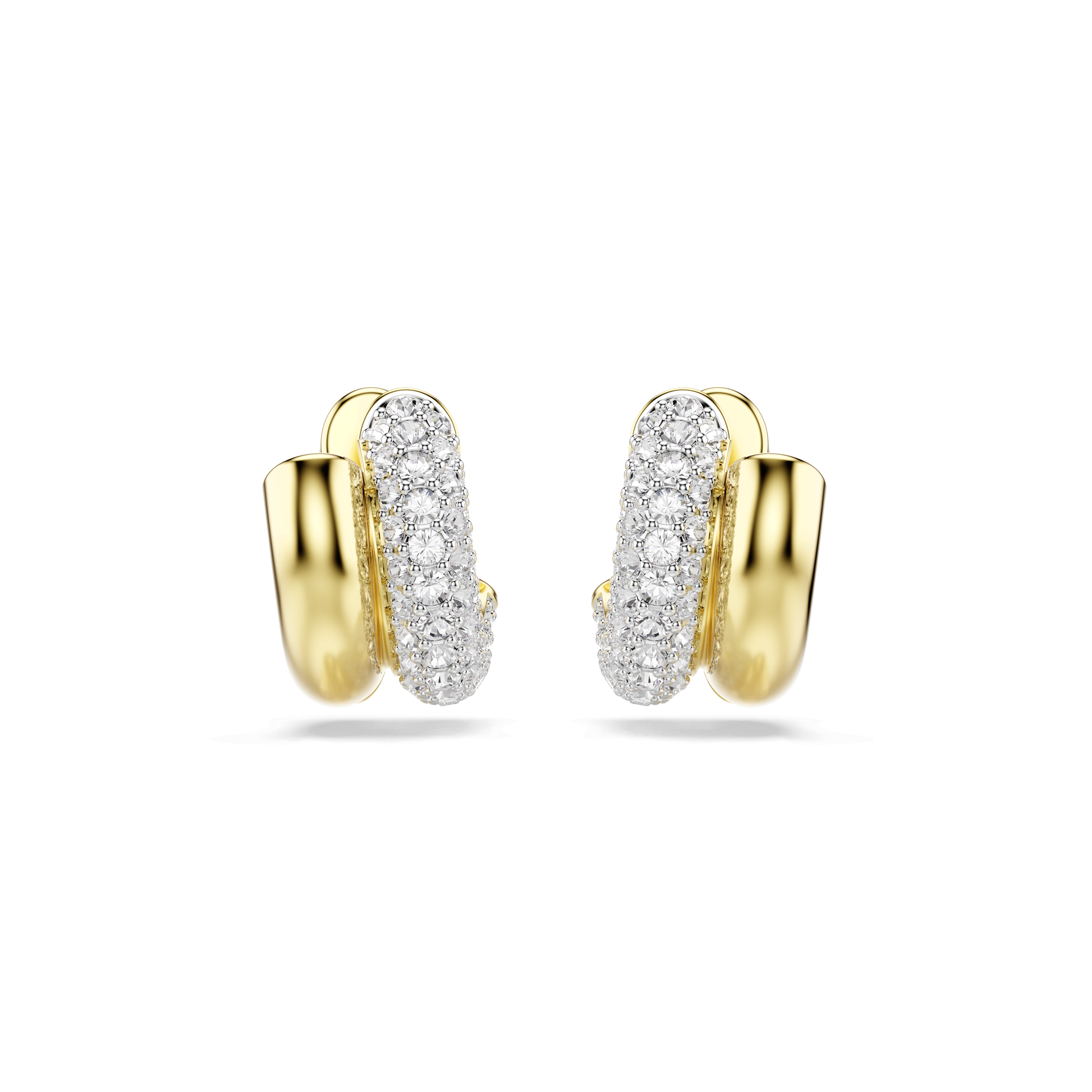 Dextera hoop earrings, Round cut, Mini, White, Gold-tone plated 5740735