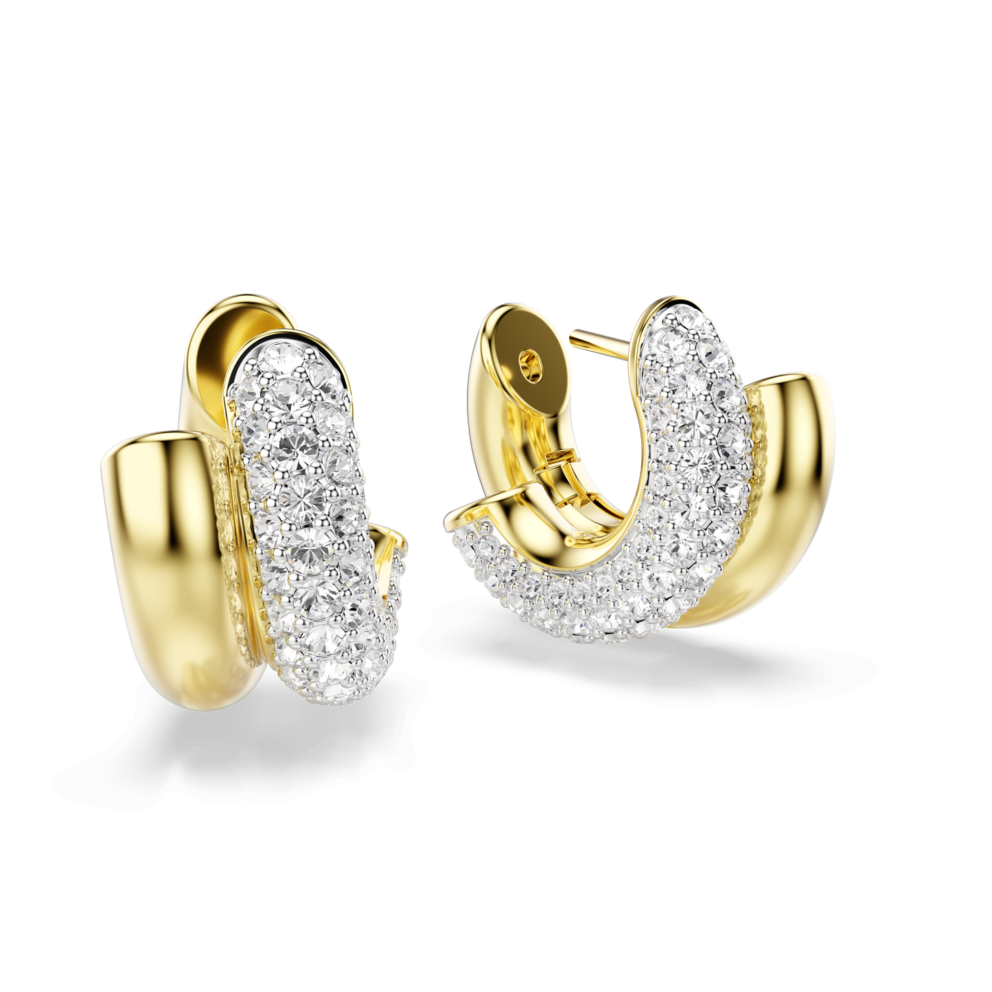 Dextera hoop earrings, Round cut, Mini, White, Gold-tone plated 5740735