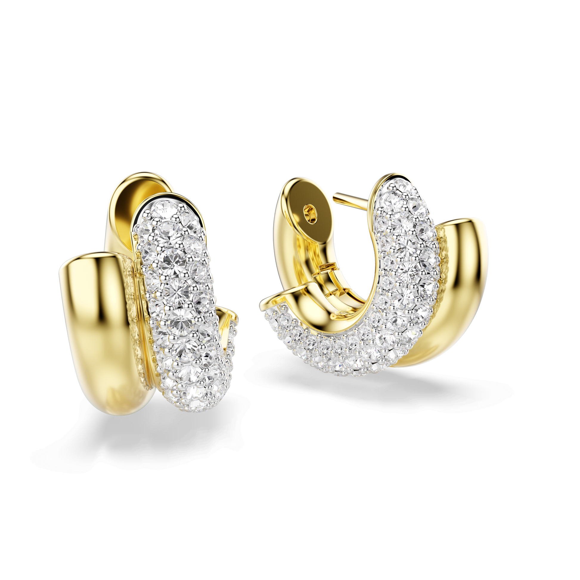 Dextera hoop earrings, Round cut, Mini, White, Gold-tone plated 5740735