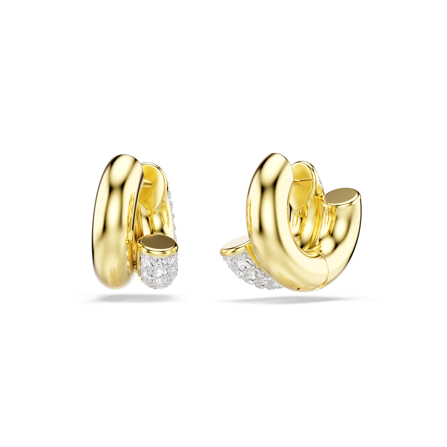 Dextera hoop earrings, Round cut, Mini, White, Gold-tone plated 5740735