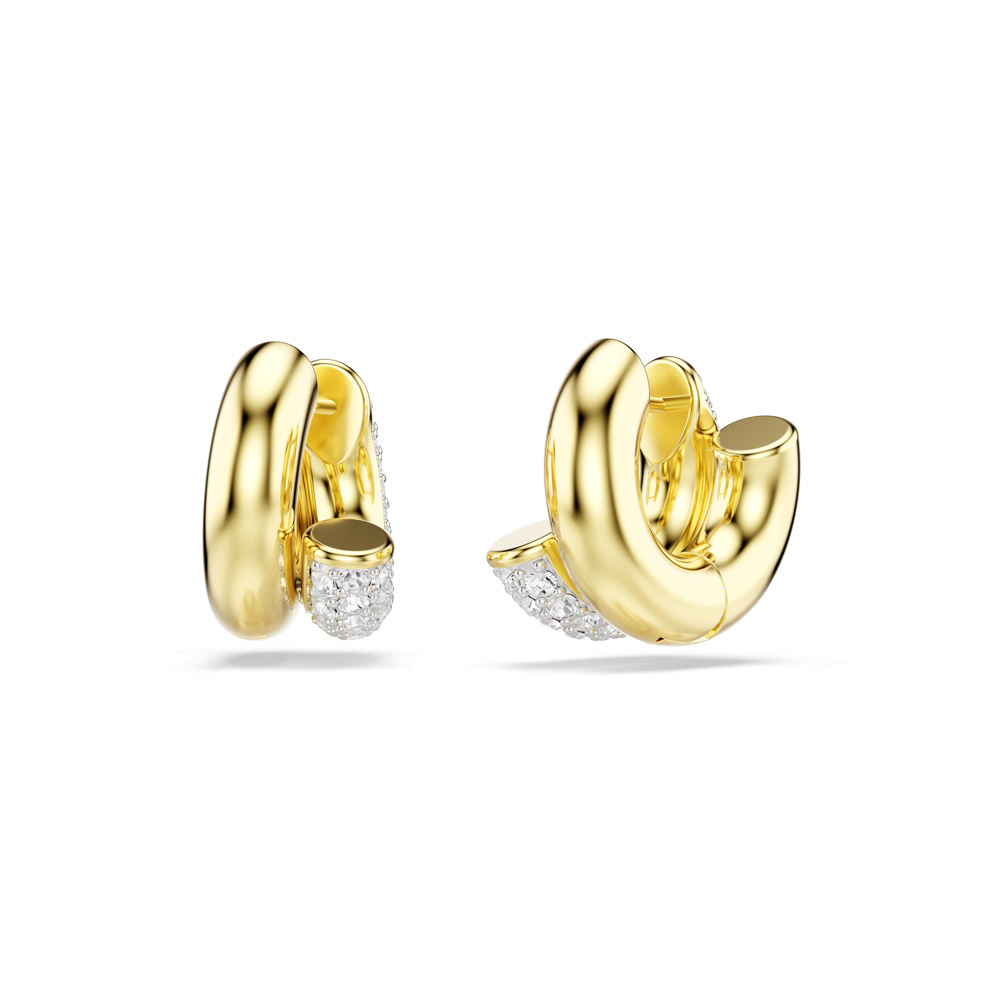Dextera hoop earrings, Round cut, Mini, White, Gold-tone plated 5740735