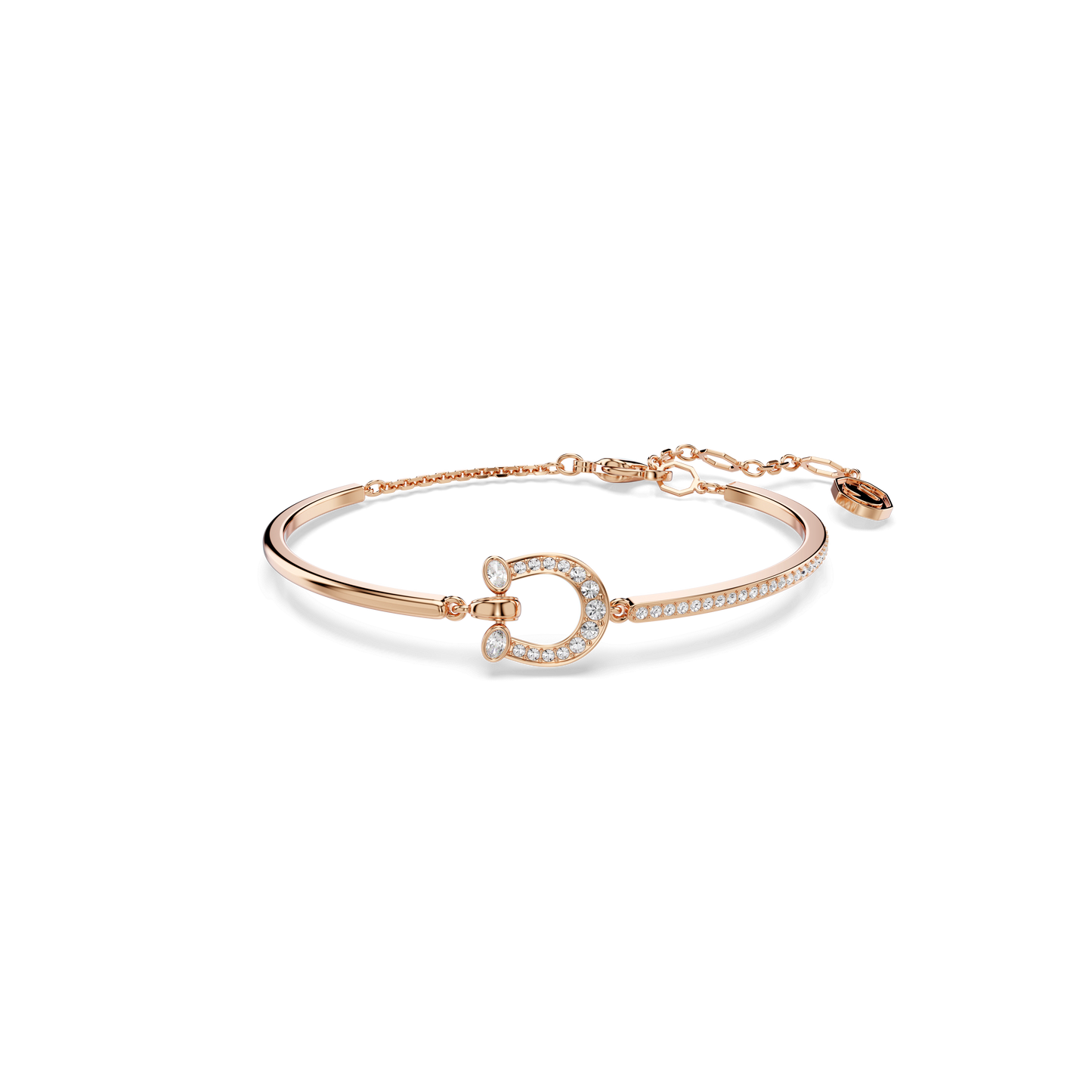 Symbolica bangle, Pavé, Horse shoe, White, Rose gold-tone plated 5741461