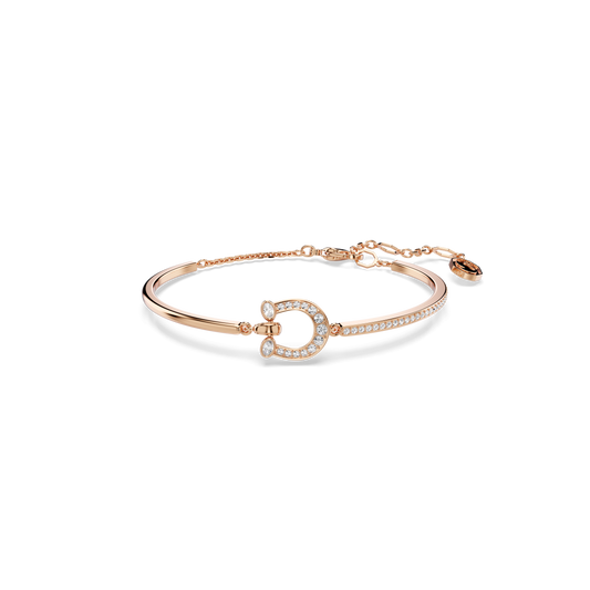 Symbolica bangle, Pavé, Horse shoe, White, Rose gold-tone plated 5741461