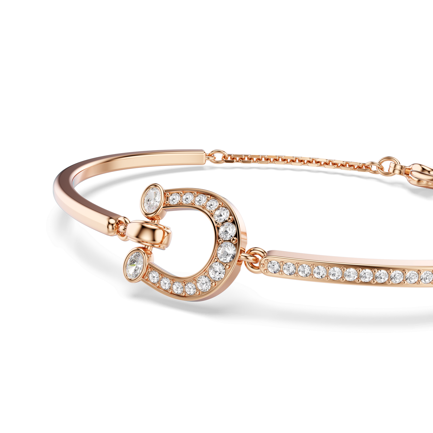 Symbolica bangle, Pavé, Horse shoe, White, Rose gold-tone plated 5741461