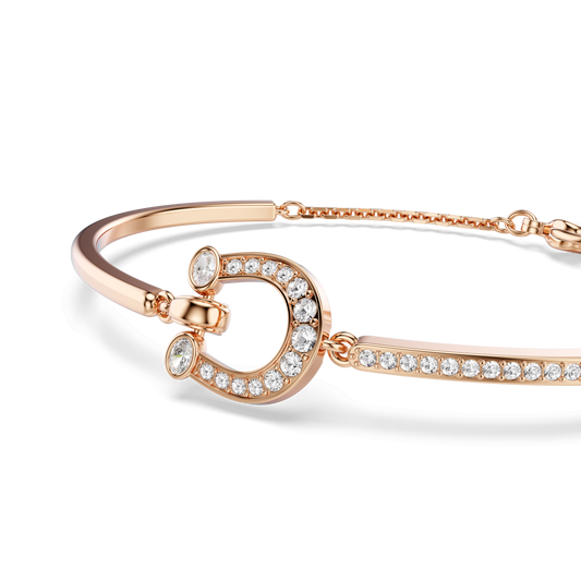 Symbolica bangle, Pavé, Horse shoe, White, Rose gold-tone plated 5741461