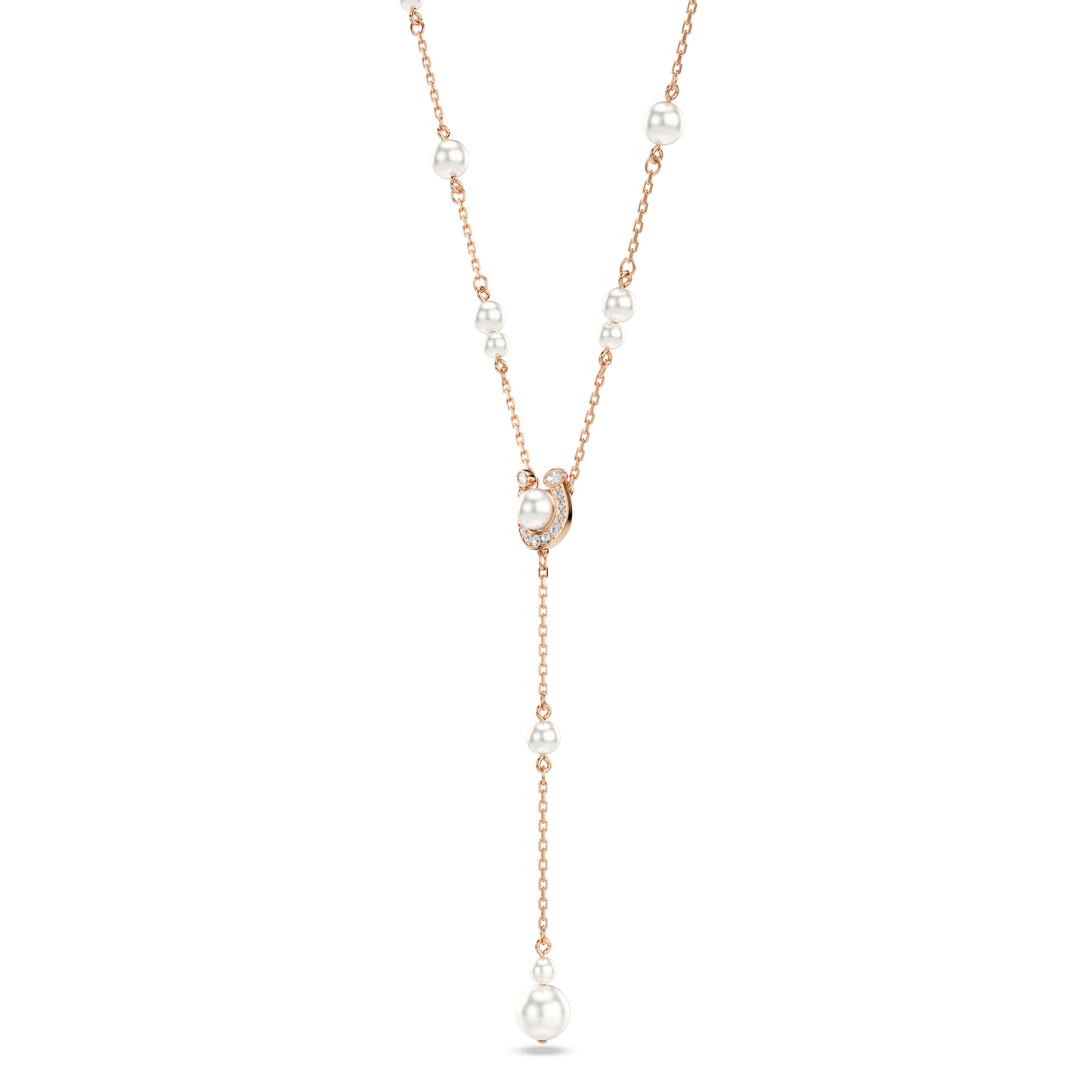 Symbolica Y necklace, Crystal pearl, Pavé, Horse shoe, White, Rose gold-tone plated 5741463