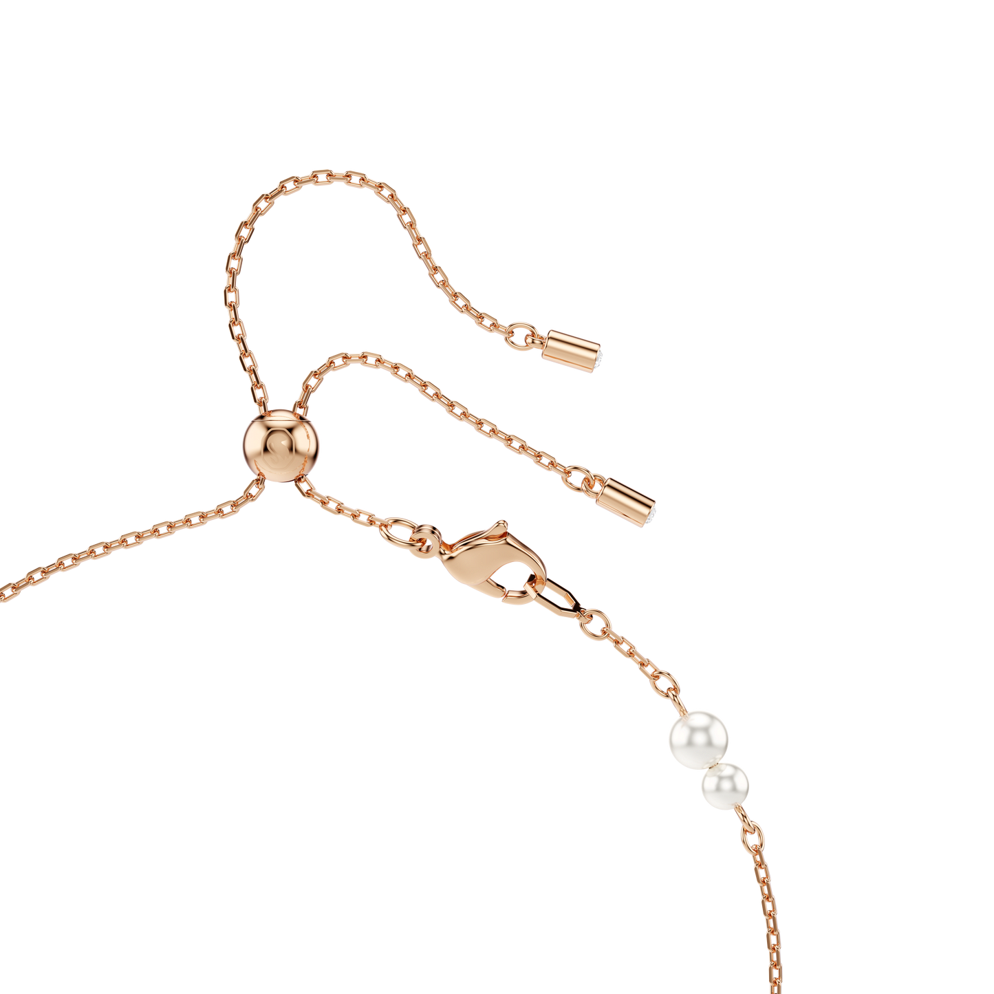 Symbolica Y necklace, Crystal pearl, Pavé, Horse shoe, White, Rose gold-tone plated 5741463