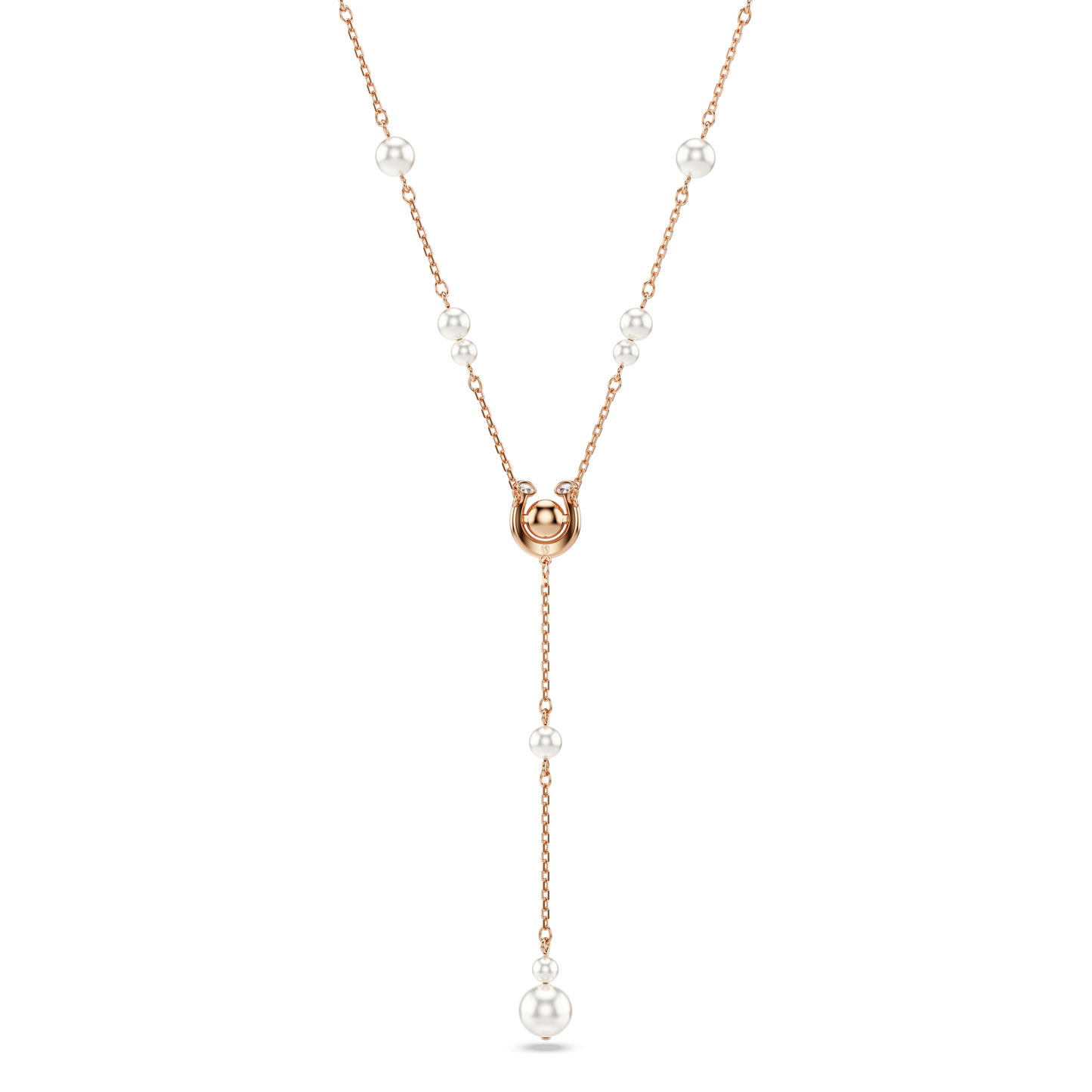 Symbolica Y necklace, Crystal pearl, Pavé, Horse shoe, White, Rose gold-tone plated 5741463