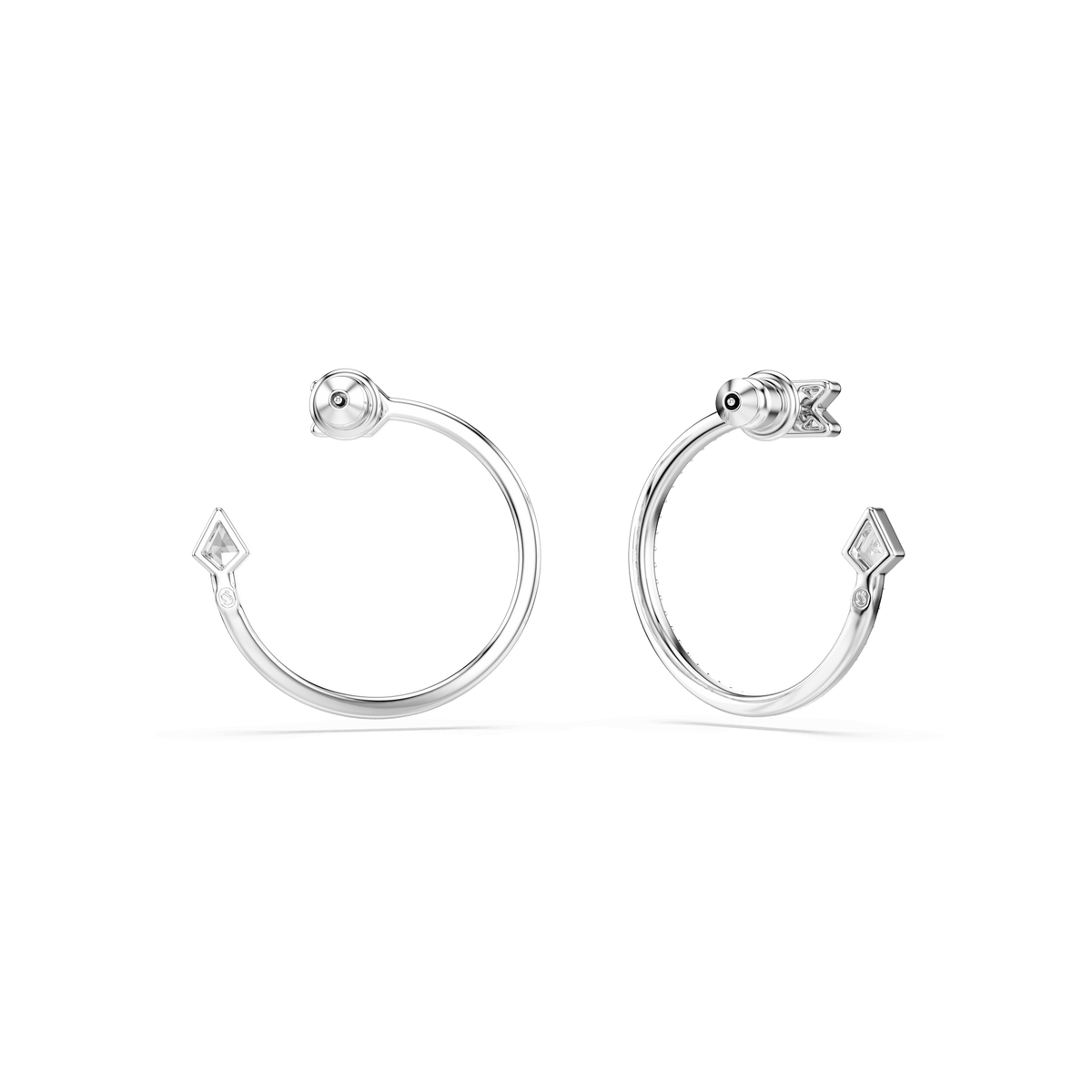 Idyllia hoop earrings, Mixed cuts, Arrow, White, Rhodium plated