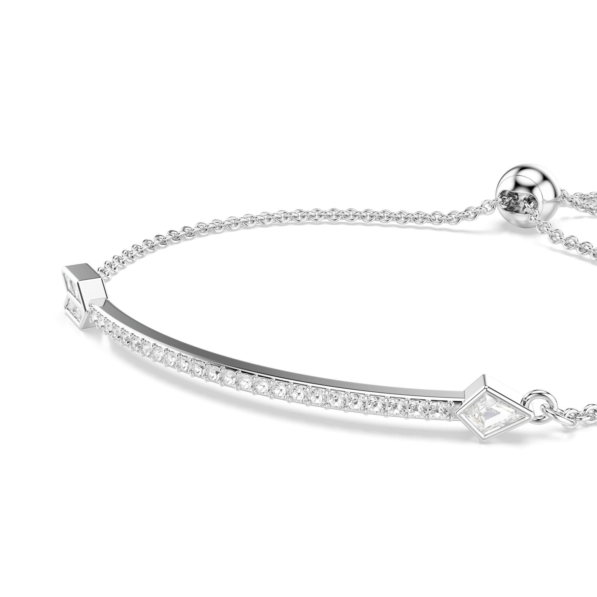 Idyllia bracelet, Mixed cuts, Arrow, White, Rhodium plated 5741523