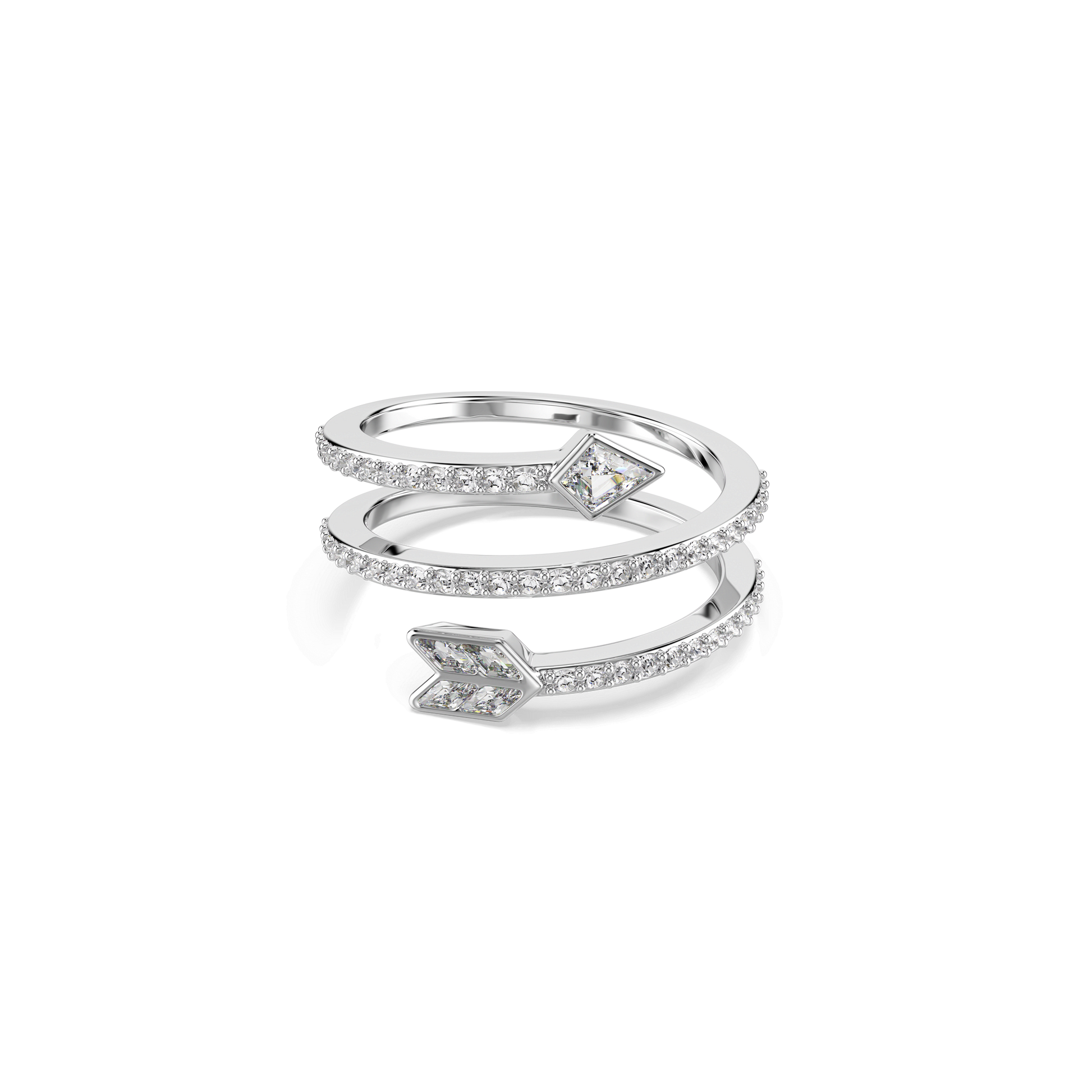 Idyllia motif ring, Mixed cuts, Arrow, White, Rhodium plated 5741525