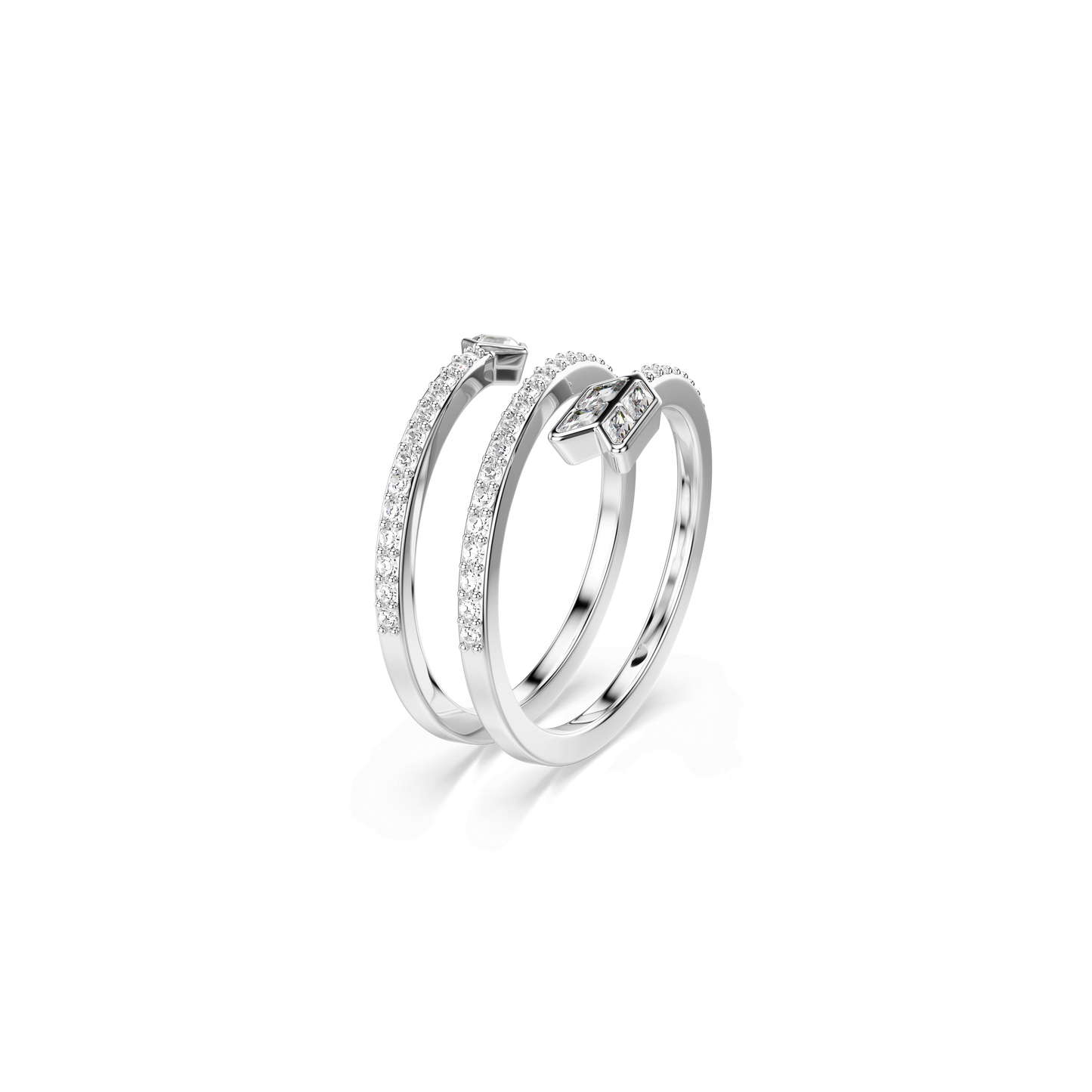 Idyllia motif ring, Mixed cuts, Arrow, White, Rhodium plated 5741525