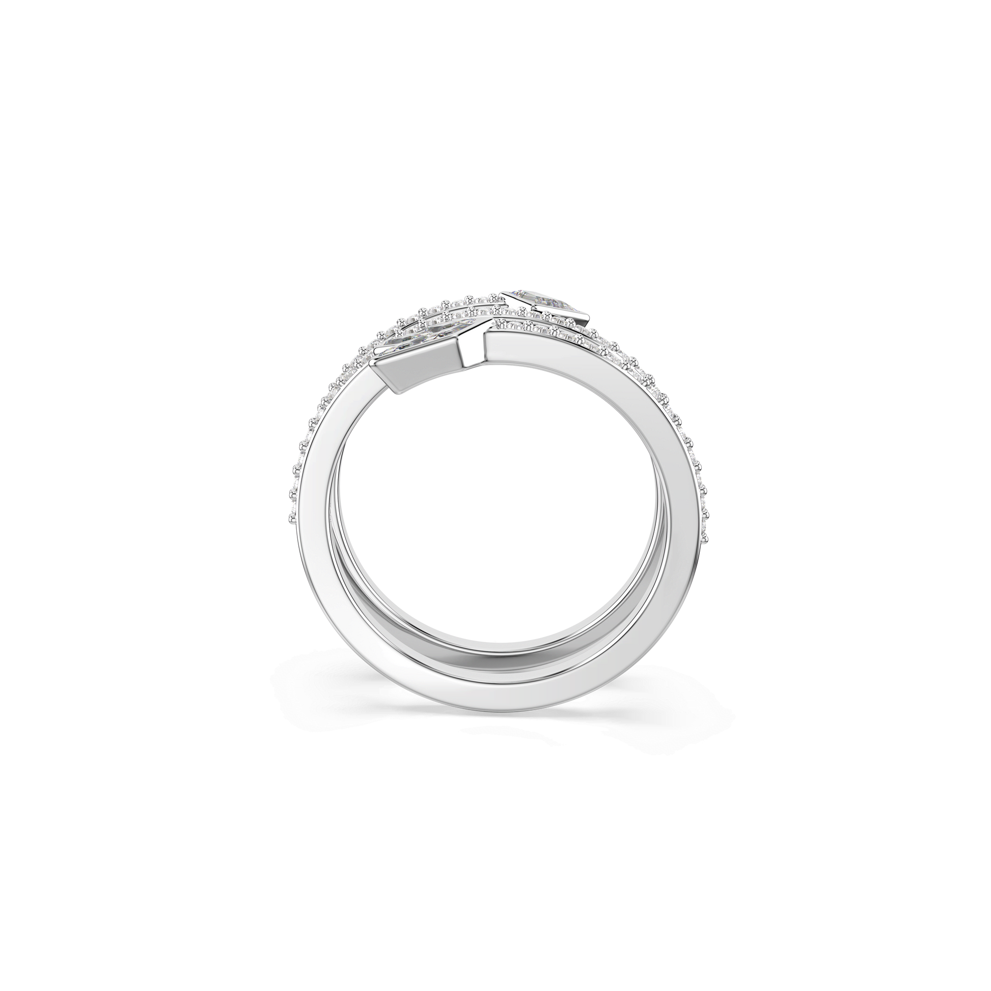 Idyllia motif ring, Mixed cuts, Arrow, White, Rhodium plated 5741528