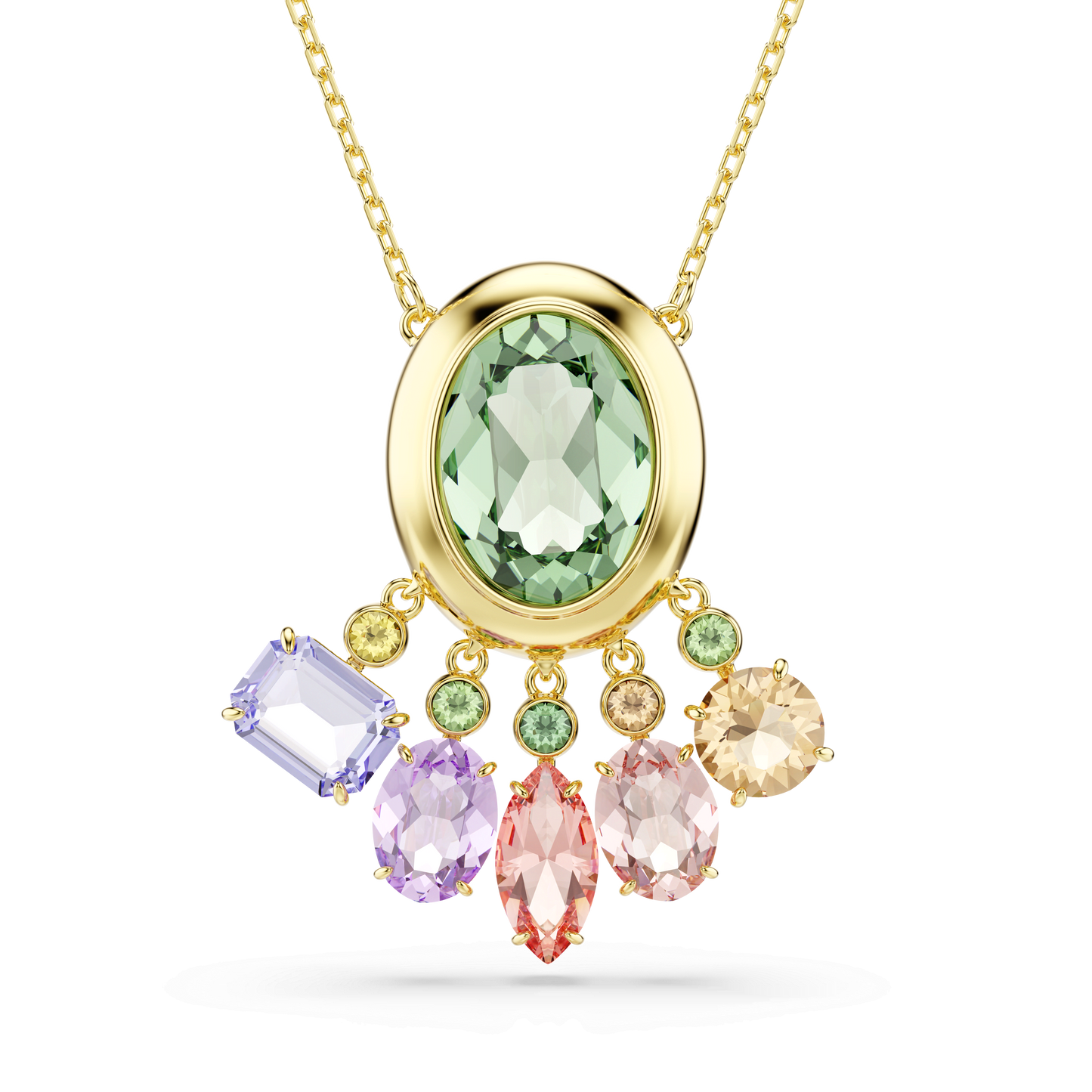 Gema pendant, Mixed cuts, Dangling crystals, Multicolored, Gold-tone plated 5741587