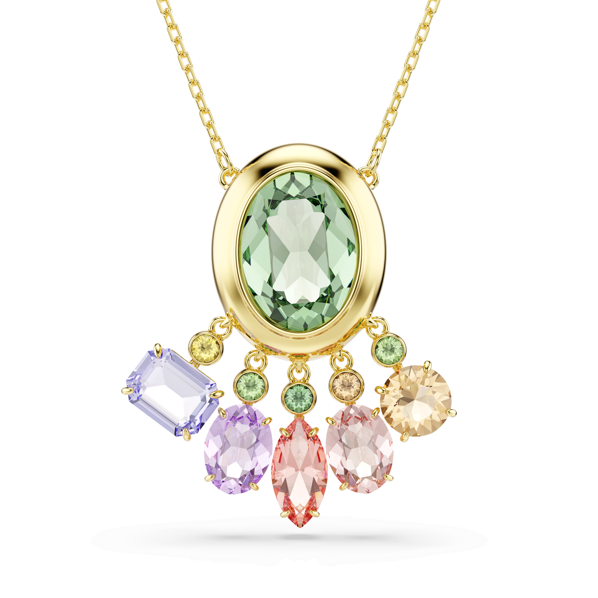 Gema pendant, Mixed cuts, Dangling crystals, Multicolored, Gold-tone plated 5741587