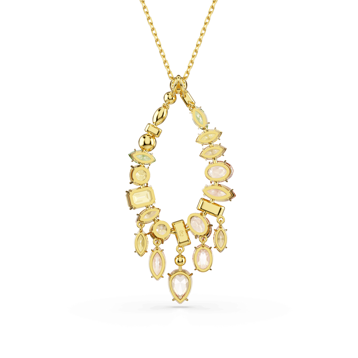 Gema pendant, Mixed cuts, Multicolored, 18K gold finish