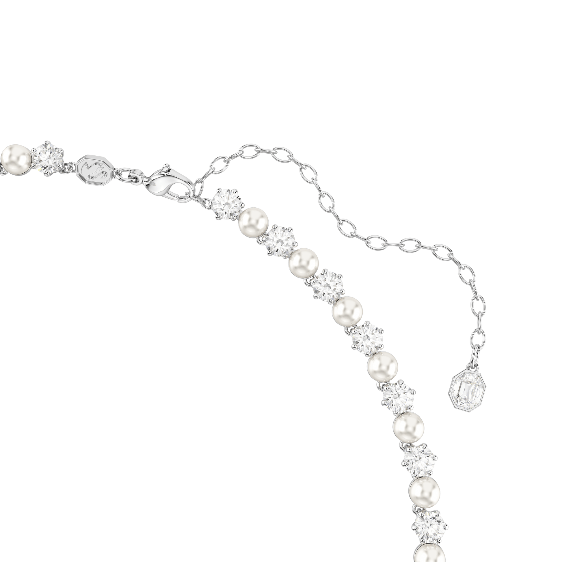 Matrix set, Crystal pearl, Round cut, White, Rhodium plated 5742040