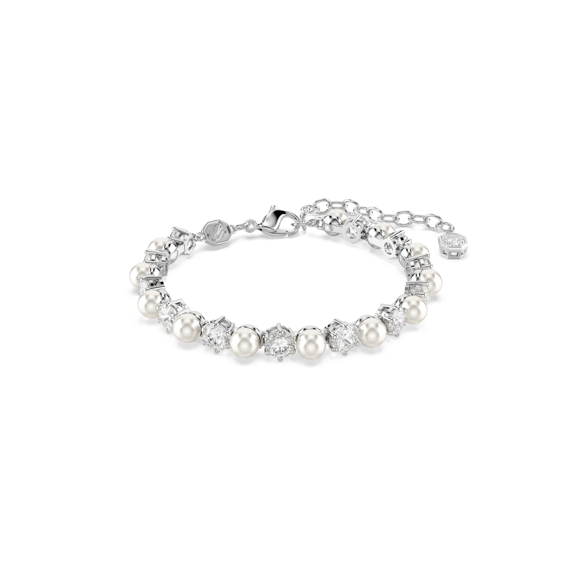 Matrix set, Crystal pearl, Round cut, White, Rhodium plated 5742040