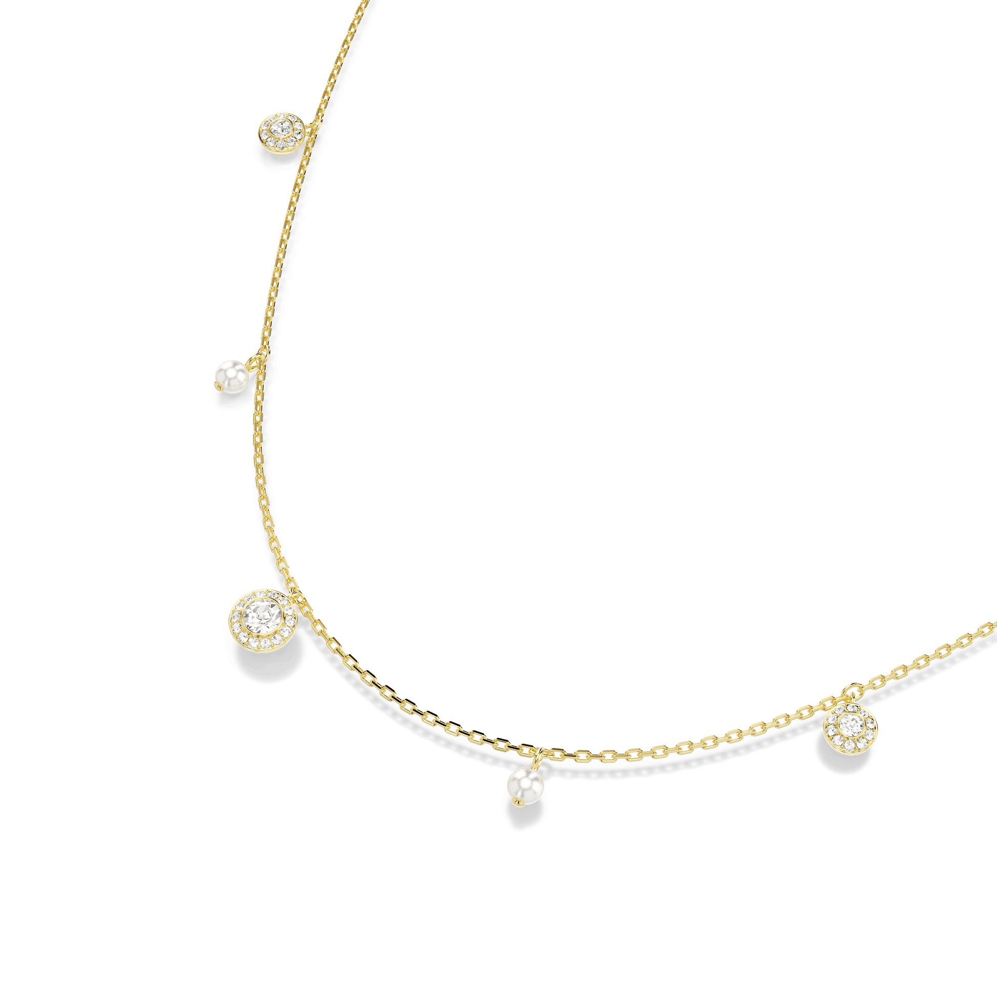 Una Angelic strandage, Crystal pearl, Round cut, White, Gold-tone plated 5742380