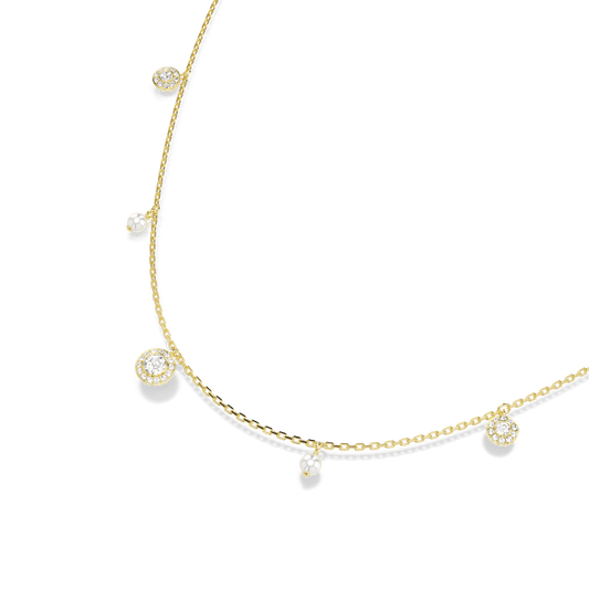 Una Angelic strandage, Crystal pearl, Round cut, White, 18K gold finish