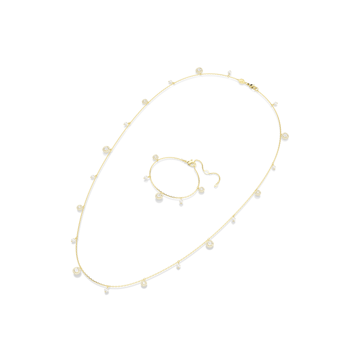 Una Angelic strandage, Crystal pearl, Round cut, White, 18K gold finish