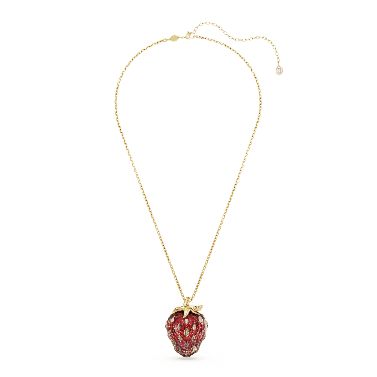 Idyllia pendant, Mixed cuts, Strawberry, Red, 18K gold finish