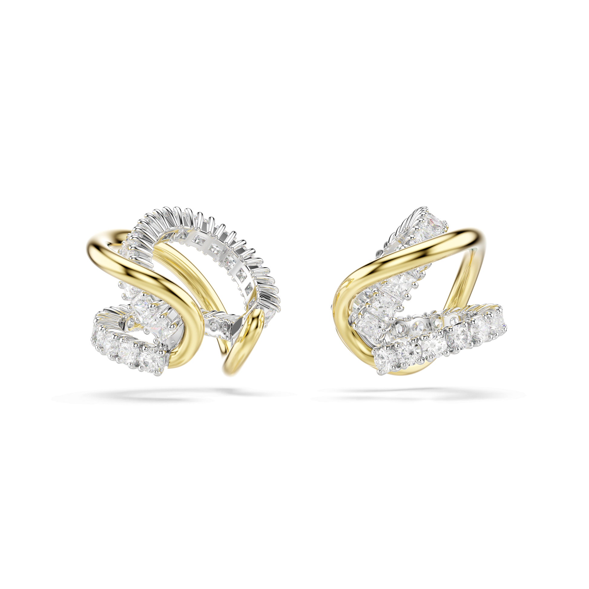 Hyperbola ear cuffs, Mixed cuts, White, Mixed metal finish 5742842