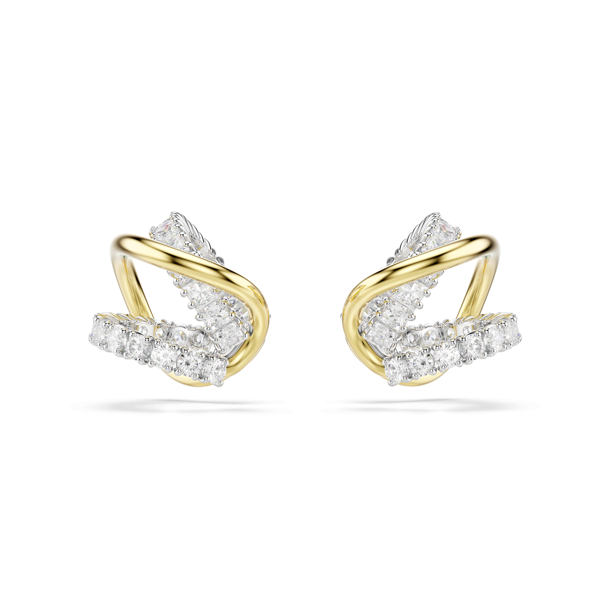 Hyperbola ear cuffs, Mixed cuts, White, Mixed metal finish 5742842