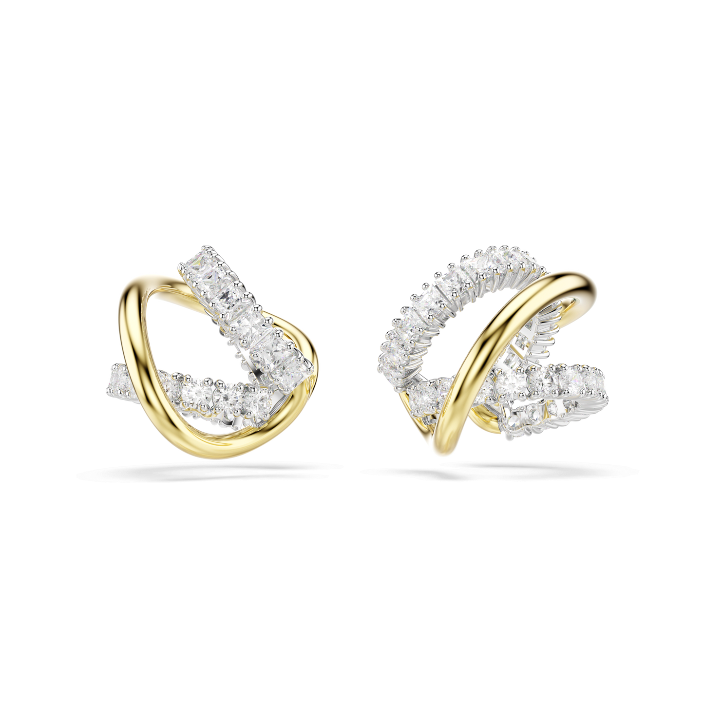 Hyperbola ear cuffs, Mixed cuts, White, Mixed metal finish 5742842